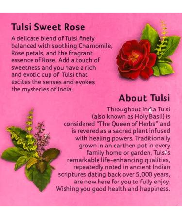  ORGANIC INDIA ORGANIC INDIA HEALTHY CONSCIOUS LIVING Tulsi Sweet Rose Tea Bags 125 Tea Bags Pack of 5 - Buy Online on GoSupps.com