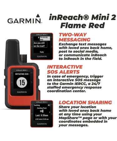 Garmin inReach Mini 2 Satellite Communicator Bundle (Flame Red) with Wearable4U Power Pack - Orange + Power Pack - Buy Online on GoSupps.com