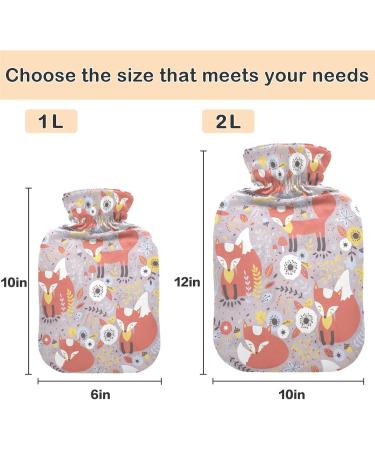 NAANLE Floral Fox Hot Water Bottle with Cover - 2L Large Warm-Up Bag for Neck & Knee Pain Relief | Hot & Cold Therapy - Buy Online on GoSupps.com
