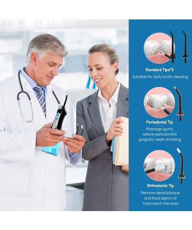 Portable Cordless Water Flosser with 300ML Tank - Rechargeable & Waterproof - 3 Modes 4 Tips - Black - Buy Online on GoSupps.com