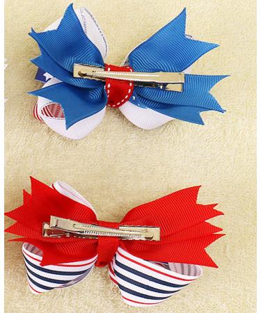 4th of July Hair Bows 2 Pack - Boutique Alligator Hair Clips for Girls (Style 2) - Buy Online on GoSupps.com
