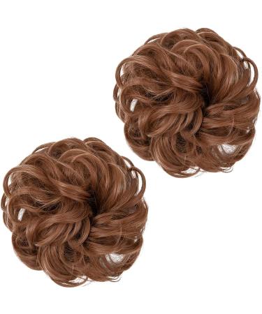 SARLA 2PCS Messy Hair Bun Scrunchies - Light Auburn Synthetic Updo Extensions for Women and Girls - Buy Online on GoSupps.com