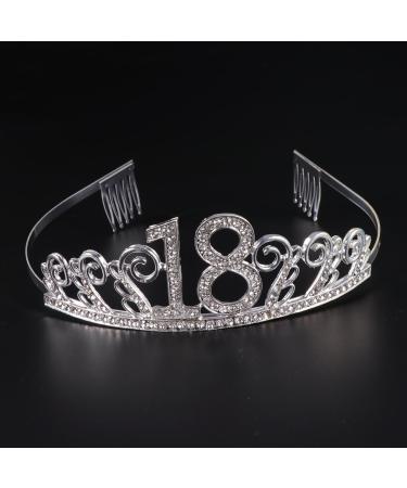 Frcolor 18th Birthday Crown Headband for Women | Crystal Silver Tiara with Combs | Perfect Gift for 18th Birthday Celebrations - Buy Online on GoSupps.com