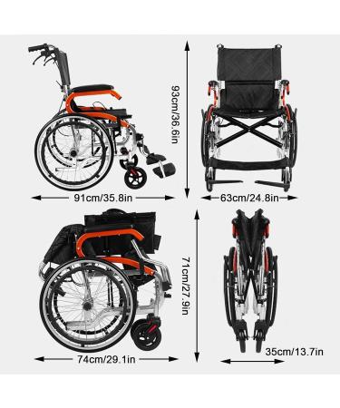 Wheelchair for Outdoor Foldable Portable Self-propelled Wheelchair Aluminum Manual Wheelchair Standard Folding Wheelchair for Adults Wheel Chair - Buy Online on GoSupps.com