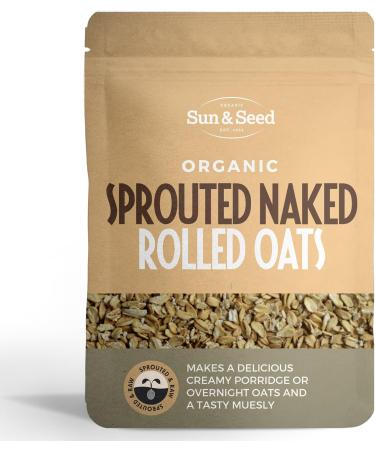 Sun & Seed - Sprouted Rolled Oats - 250g - Natural Vegan Source of Fibre & Protein - Raw and 100% Organic Sprouted Oats