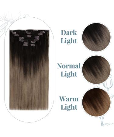 Runature Ombre Clip-In Hair Extensions Dark Brown to Ash Blonde 55cm 120g Remy Real Hair for Seamless Volume & Recovery | #2/6/18 - 7Pcs - Buy Online on GoSupps.com