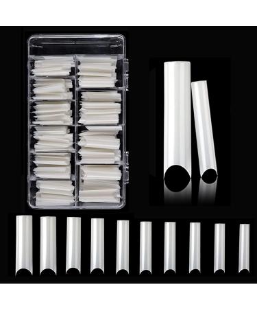 Kalolary 400 Pcs Extra Long U-Curve Acrylic Nail Tips - Natural Color Full Cover C Curve Fake Nails for Nail Art & Extensions - Buy Online on GoSupps.com