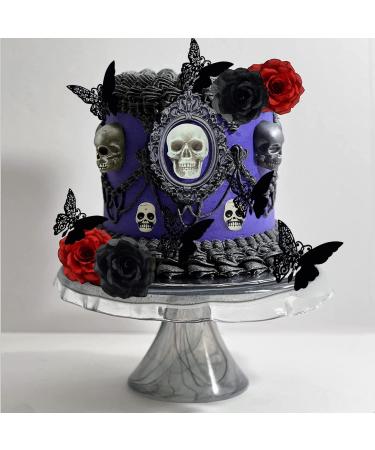 Gothic Rose Skull Cake Topper Till Death Do Us Part Cake Topper Black Butterfly Cake Topper Gothic Wedding Party Decoration Black Rose Cake Decoration - Buy Online on GoSupps.com