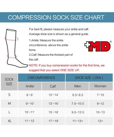 Buy MD 20-30 mmHg Compression Stockings for Men & Women - Support for Running Sports & Nurses - Black Large - Buy Online on GoSupps.com
