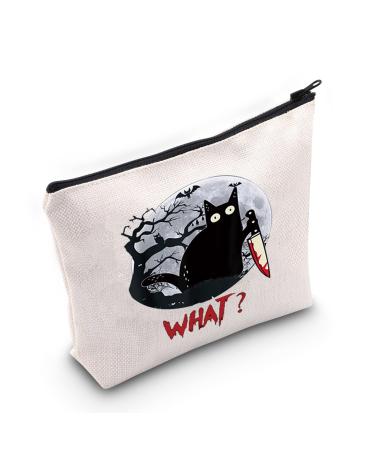 LEVLO Cosmetic Bag with Knife Murderous Cat with Knife Cosmetic Bag for Women and Girls Cat What Cosmetic Bag