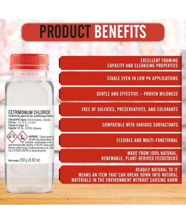 Cetrimonium Chloride 250g | Liquid Conditioning Agent for DIY Cosmetics & Hair Care Emulsions | 8.82 oz - Buy Online on GoSupps.com
