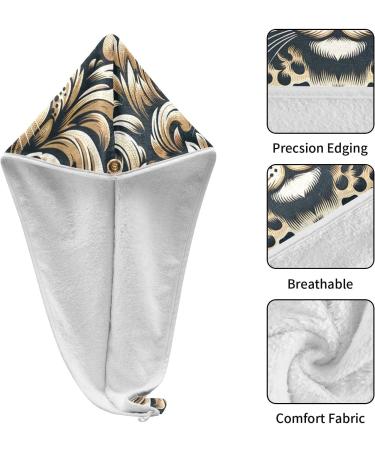 Leopard Hair Towel 2 Pack | Super Absorbent Quick Dry Hair Turbans for Women & Girls - Buy Online on GoSupps.com