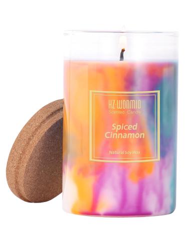 Scented Candles | Spiced Cinnamon Candle|Hand-Poured Soy Wax Candles |60-Hour Burn Time |Retro Charm Aromatherapy Candle |Tie-Dye Effect| Holiday Candle Gifts for Women|8oz Spiced Cinnamon 8oz