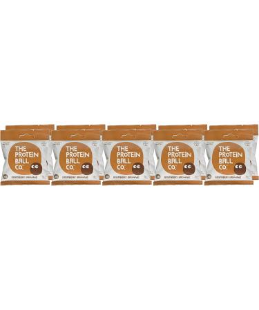 Raspberry Brownie Protein Balls by The Protein Ball Co - 100% Natural Plant Based Snacks - 10 x 45g Bags - Gluten Free & Vitamin Enriched - Buy Online on GoSupps.com
