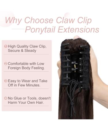 Shop 7A Remy Real Hair Clip-In Ponytail Extensions - Dark Brown 40cm Smooth Braid & Claw Clip - Buy Online on GoSupps.com