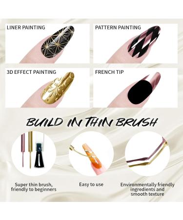 U-Shinein 2x12ml Metallic Painting Nail Gel Liner Gold & Rose Gold Metal Painted Drawing Gel Strong Mirror Reflection Nail Art Paint Nail Liner Gel UV Nail Gel with Build in Thin Brush - Buy Online on GoSupps.com