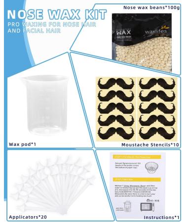 Nose Wax Kit Nose Wax Kit for Men and Women 100g Nose Hair Wax 20 Applicators Safe Tip Safe Fast Hair Wax for Nose Pai - Buy Online on GoSupps.com