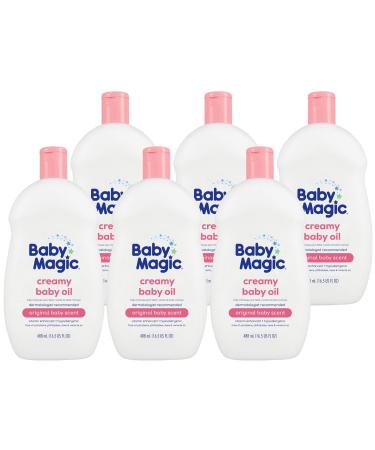 Baby Magic Creamy Baby Oil | Coconut Oil & Camelia Oil | Free of Parabens, Phthalates, Sulfates and Dyes, 16.5 fl. oz (Pack of 6)