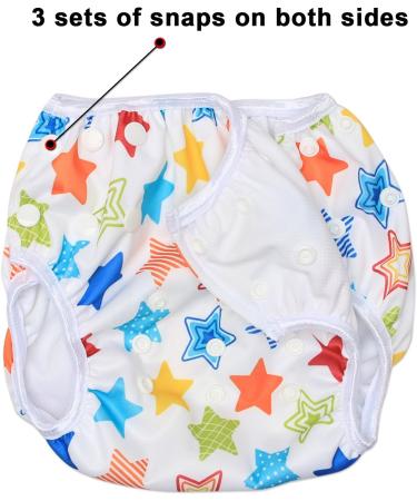 Luxja Reusable Swimming Diaper for Babies (0-3 Years) - Adjustable Washable with Colorful Stars - 2 Pack - Buy Online on GoSupps.com