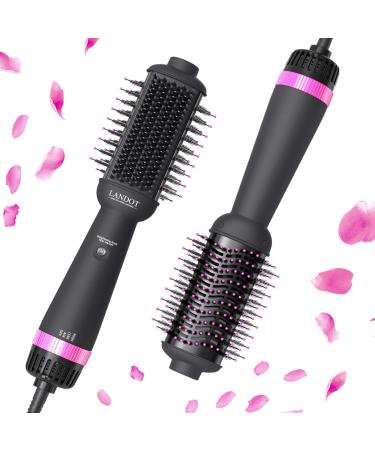 Hair Blow Dryer Brush Straightener: One-Step Hot Air Brush Volumizer - Hairdryer and Styler for Drying Straightening Volumizing Women Hair - 60MM Oval Barrel Z Pink