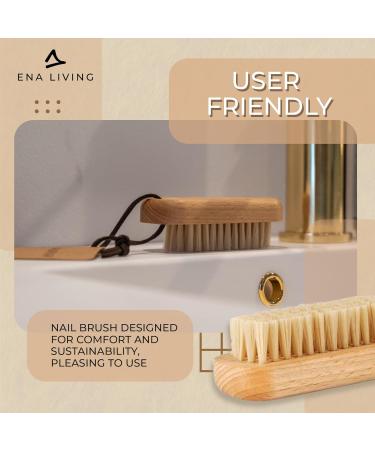 ENA Living Nail Brush (9.5x3.3 cm) | Wooden Eco Nail Brush | Sustainable Wooden Nail Brush Made From Beechwood | Long Lasting and Sturdy Natural Nail Brush Cleaner - Buy Online on GoSupps.com