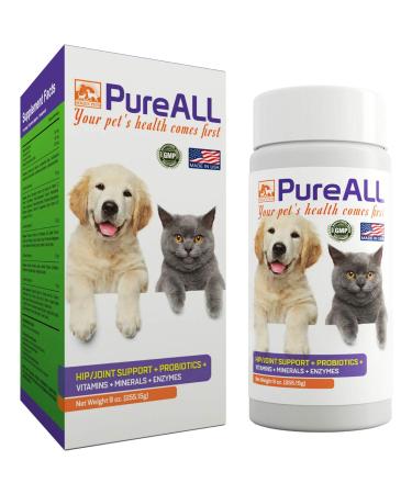 All-in-One Dog & Cat Probiotics, Hip Joint Pain Relief Formula, Vitamins, Digestive Enzymes, Antioxidants, Minerals, Glucosamine, MSM, Chondroitin, 100 Servings, 37+ Years Reputation - SIMIEN PureAll