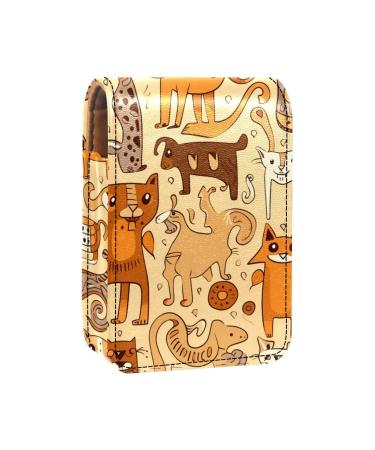Travel Lipstick Organizer Case Lipstick Case Portable Makeup Bag With Mirror Floral Cats and Dogs T196d2ukjj