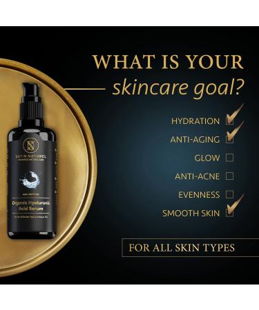 Organic Hyaluronic Acid Serum Face Moisturizer (100ml) for Sensitive Skin - Dermatologically Tested, Reduces Wrinkles and Fine Lines - Buy Online on GoSupps.com
