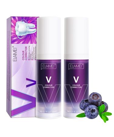 2PCS Purple Toothpaste  Whitening Toothpaste  Purple Toothpaste for Teeth Whitening  Tooth Stain Removal  Improves Teeth Brightness and Reduce Yellowing