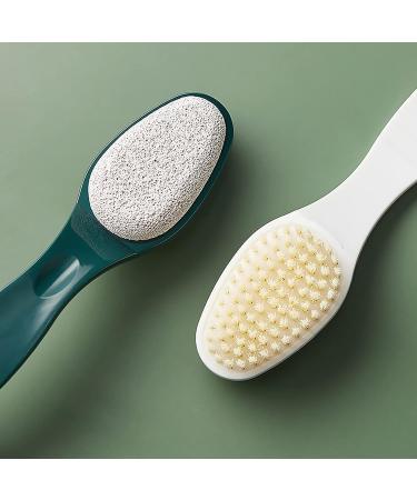 2 Pack Shower & Foot Scrubber Brush Set - Long Handle Body Exfoliator with Soft & Stiff Bristles for Wet or Dry Brushing - Includes Pedicure Tools - White - Buy Online on GoSupps.com