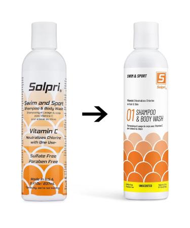 Solpri Unscented Chlorine Swim Shampoo & Body Wash with Vitamin C - 8 Fl Oz - Buy Online on GoSupps.com