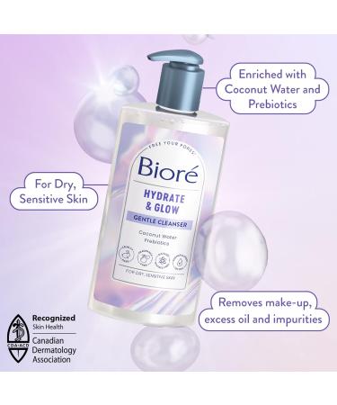 Bior Hydrate & Glow Gentle Cleanser Hydrating Face Wash for Dry Sensitive Skin infused with Prebiotics and Coconut Water | Dermatologist Tested Cruelty Free Fragrance Free and SLS/SLES Sulfate Free (200mL) - Buy Online on GoSupps.com