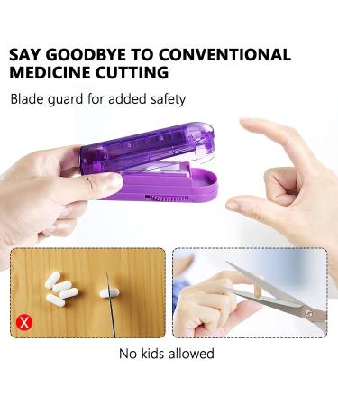 Purple Pill Splitter - Adjustable Stainless Steel Cutter for Small & Large Pills - Buy Online on GoSupps.com