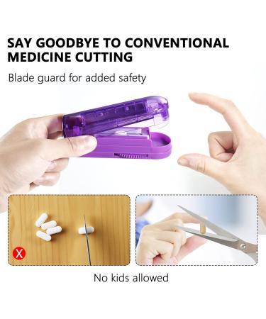 Premium Adjustable Pill Splitter & Cutter | Stainless Steel Blade | Accurate Pill Alignment | Cuts Small & Large Pills (Purple - Buy Online on GoSupps.com