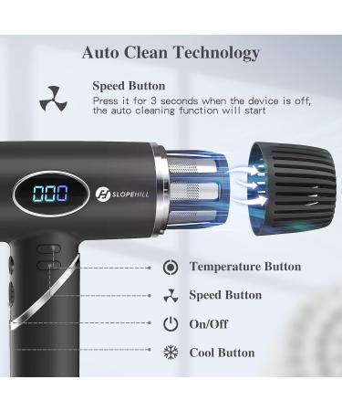 Ions 2000W Hair Dryer - Quick Drying Brushless Motor Magnetic Diffuser LCD Display | Lightweight & Quiet for Home Salon & Travel (Black) - Buy Online on GoSupps.com