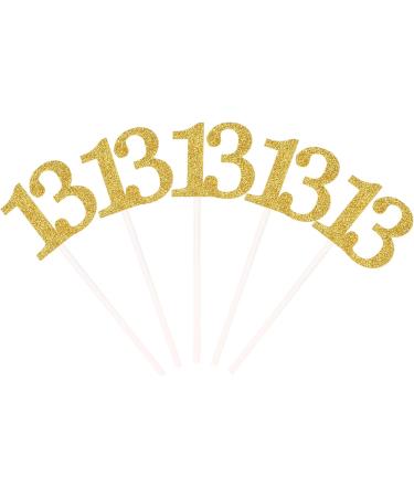 Unimall 20 Pieces Number 13 Cupcake Toppers Gold Glitter 13th Birthday Cupcake Picks Mini Cake Decorations for 13 Years Old Birthday Anniversary Party Supplies - Buy Online on GoSupps.com