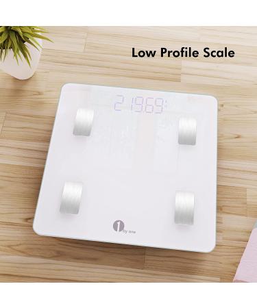 1 BY ONE Smart Body Fat Scale with Bluetooth | Ivory Digital Bathroom Weighing Scale | 400 lb Capacity | Body Composition Analyzer with BMI, Water Percentage, Muscle Mass - Buy Online on GoSupps.com