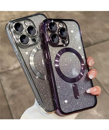 EnteLE Plating Gradient Glitter Clear Magnetic Wireless Charge Soft Phone Case For iPhone 15 14 Pro Max 13 12 11 Silicone Cover green For iPhone 13 green For iPhone 13 - Buy Online on GoSupps.com