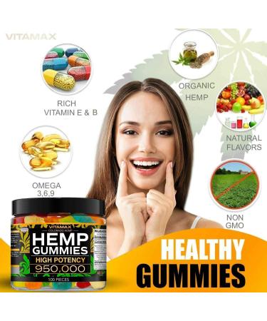 Vitamax Hemp Gummies 950000 - Natural Fruit Flavors for Peaceful Relaxation - Made in USA | 100ct - Buy Online on GoSupps.com