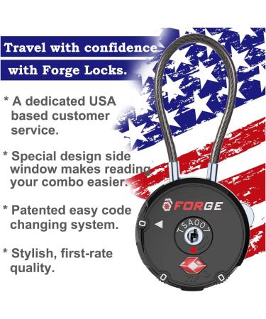 Forge Quality TSA Approved Luggage Locks for Travel Accessories Set Your own Combination Zinc Alloy Body Cable Black 4 Locks - Buy Online on GoSupps.com