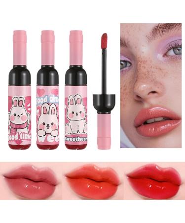 Lip Gloss for Women Lip Stain 3 Colors Moisturizing Tinted Lip Gloss Wine Bottle Shape Long Lasting Daily Makeup for Female Girls Mom or Girlfriend - Buy Online on GoSupps.com