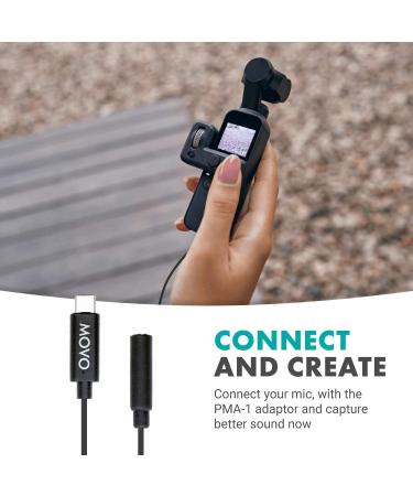 MOVO PMA-1 DJI Osmo Pocket Microphone Adapter | USB Type-C to 3.5mm TRS External Sound Adapter for Osmo Pocket Accessories - Buy Online on GoSupps.com