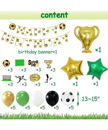 53Pcs Soccer Birthday Party Decoration Kit Latex Foil Blloons Paper Banner Cupcake Toppers Soccer Ball Party Decorations Supplies for Kids Boys Adult Soccer Fans Birthday Party Baby Shower - Buy Online on GoSupps.com