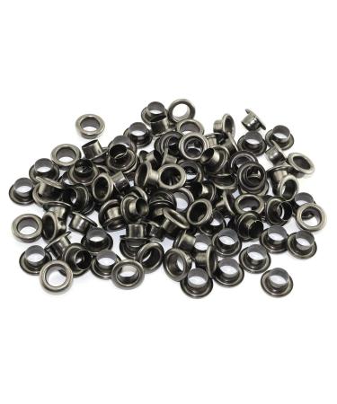 RuiLing 100pcs 4mm Black Metal Eyelets Round Inner Hole Grommets DIY Rivet Leathercraft Accessories Air-Hole for Shoes Belt Bag Tag Clothes Scrapbook