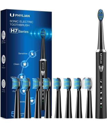 PHYLIAN Electric Toothbrush  Sonic Electric Toothbrush for Adults with 8 Toothbrush Heads  5 Modes and 2 Minute Timer Dray Gray