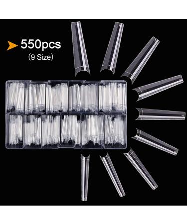 Kalolary 550Pcs XXL Long Coffin Nail Tips - Clear Acrylic Fake Nails for Salon and DIY Nail Art - Buy Online on GoSupps.com