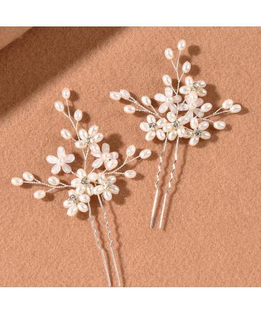 XIKSJW 1 Piece Bridal Wedding Hair Pins Flower Bridal Hair Pieces Silver Wedding Hair Accessories Pearl Bridal Hair Clips For Women And Girls - Buy Online on GoSupps.com