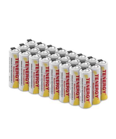 Tenergy Rechargeable 1.2V AA NiCD Battery 1000mAh High Capacity Batteries Flat Top with Tabs for Shavers Trimmers Razors 24 Pack
