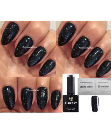 Bluesky Black with Holographic Multi Glitter LT123 Nail Gel Polish UV LED Soak Off 10ml