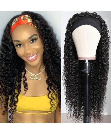 Eooma 10A Brazilian Kinky Curly Headband Wig 16 Inch - Natural Black Remy Hair for Black Women - Buy Online on GoSupps.com
